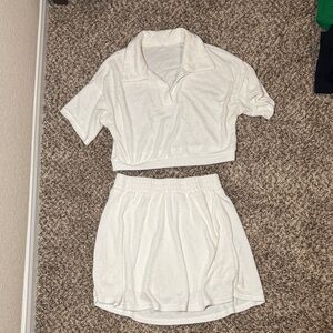 Women's White Terry Cloth Lounge Set